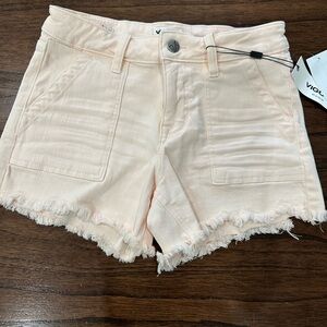 Vigoss Women's Peach Frayed Hem Shorts
